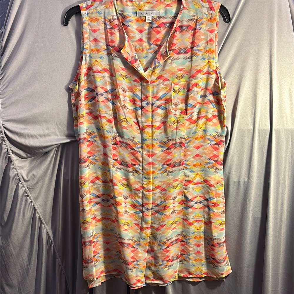 CAbi Multicolor Sleeveless Blouse